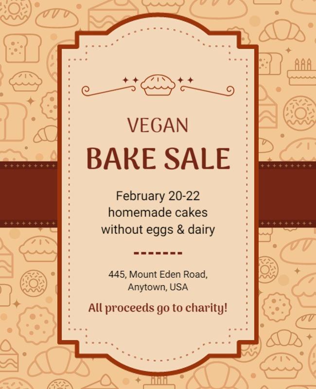 Vegan Bake Sale Charity Event Flyer Template