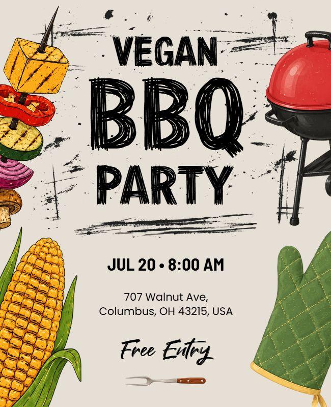 Vegan BBQ Party Announcement Poster Template