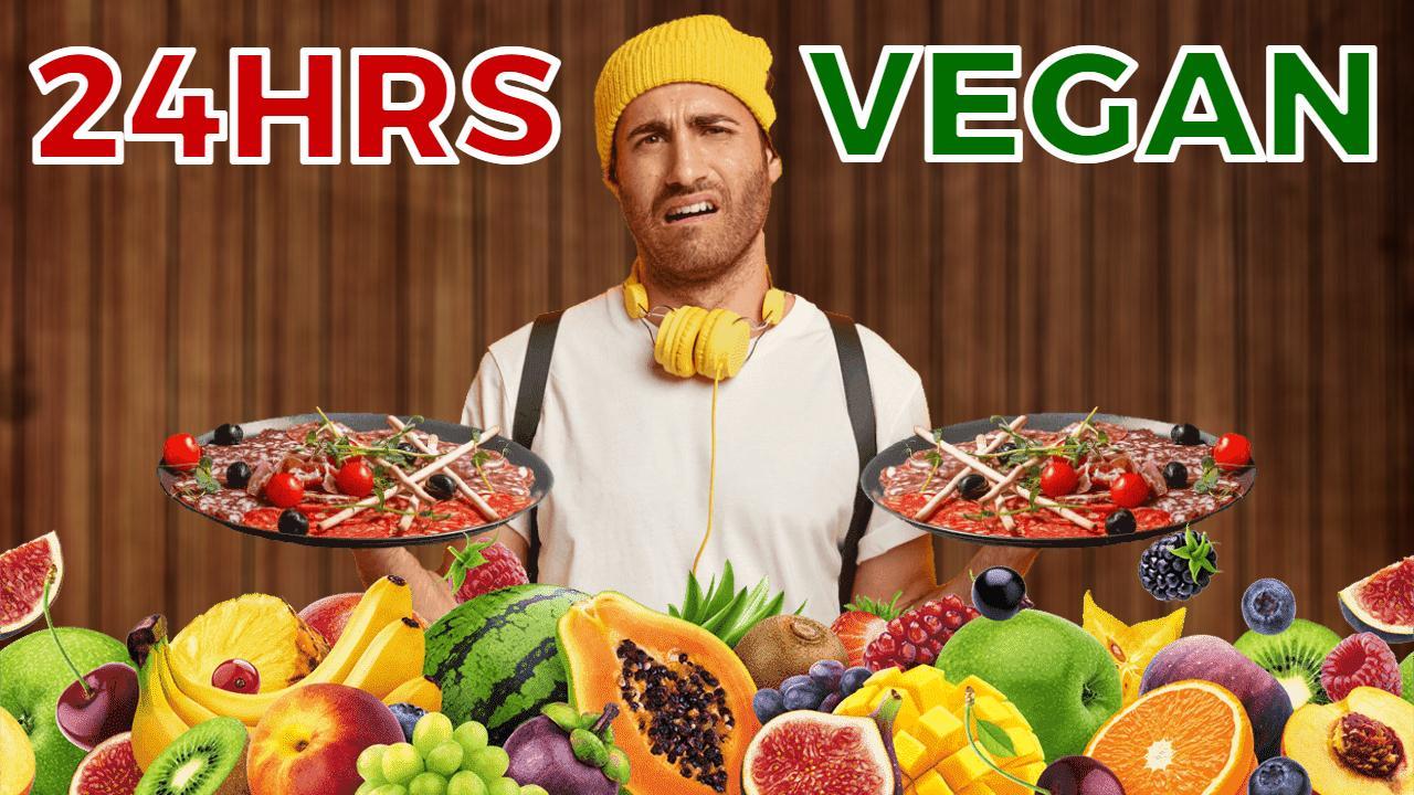 Vegan Food Challenge 24 Hours YouTube Thumbnail Template