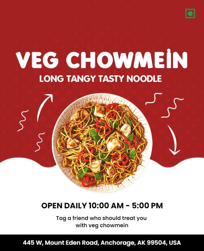 Vegetarian Chow Mein Restaurant Promo Flyer Template