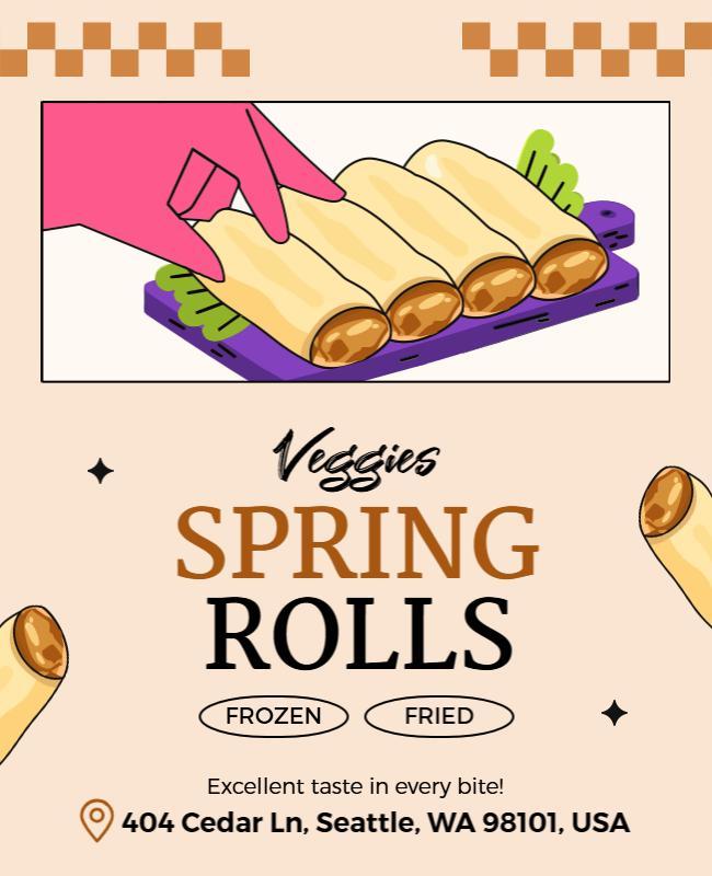 Vegetarian Spring Rolls Advertisement Flyer Template