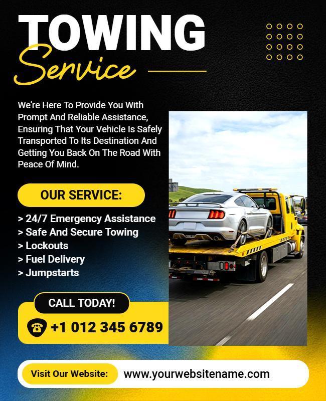 Vehicle Emergency Towing Service Poster Template