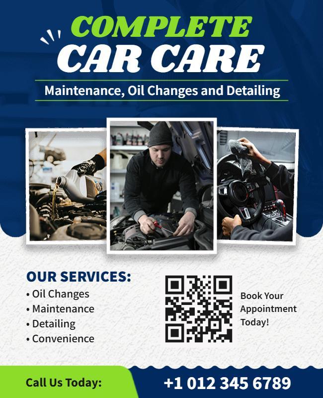 Vehicle Oil Change and Maintenance Detailing Promotion Flyer Template