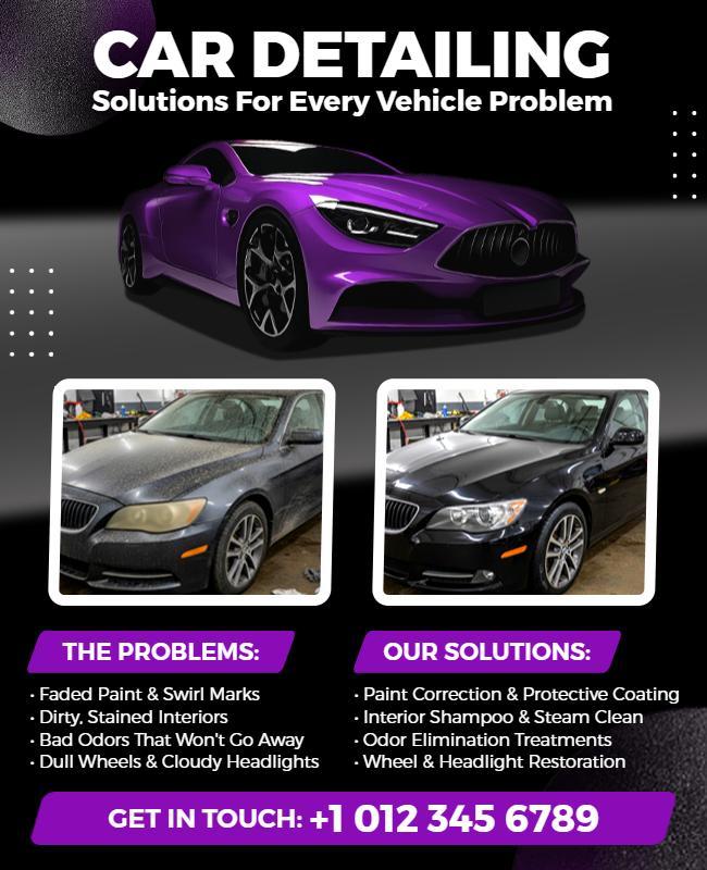 Vehicle Problem Solutions Car Detailing Flyer Template