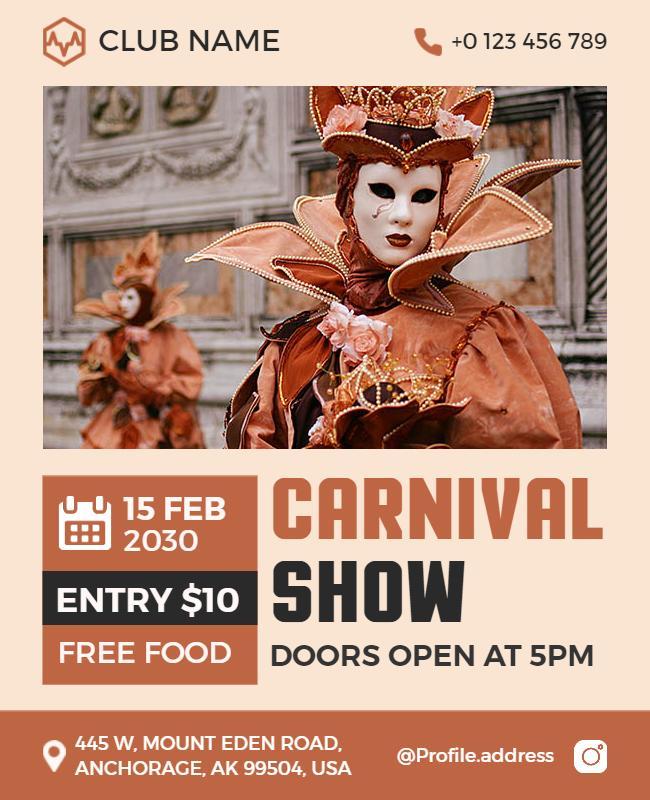 Venetian Themed Carnival Show Event Flyer Template