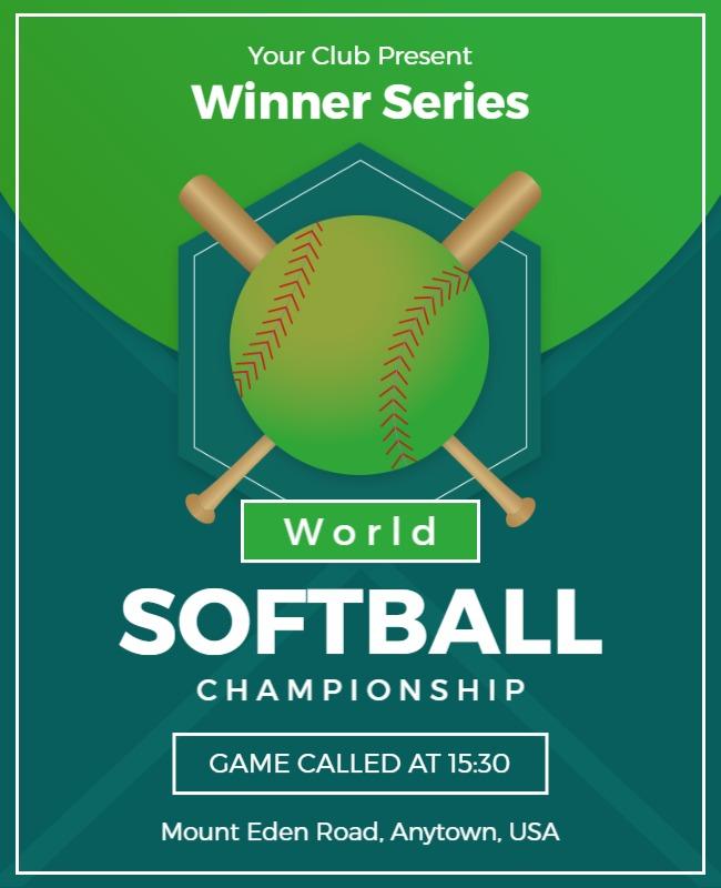 Verdun Green Softball Game Flyer Template