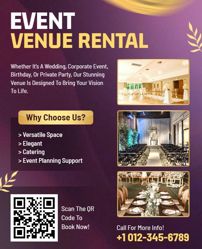 Versatile Event Venue Rental Services Flyer Template