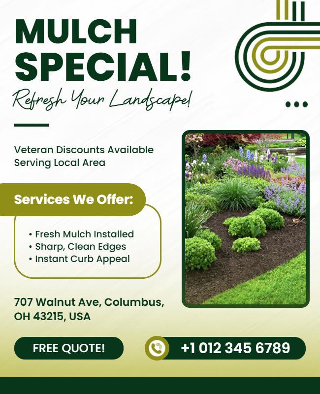 Veteran Discount Mulch Landscaping Poster Template