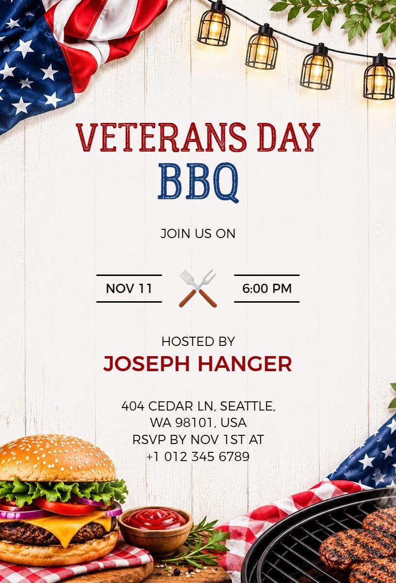 Veterans Day BBQ Celebration Invitation Template