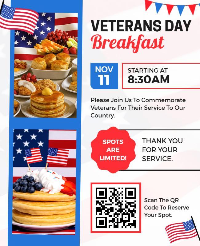 Veterans Day Breakfast Celebration Flyer Template