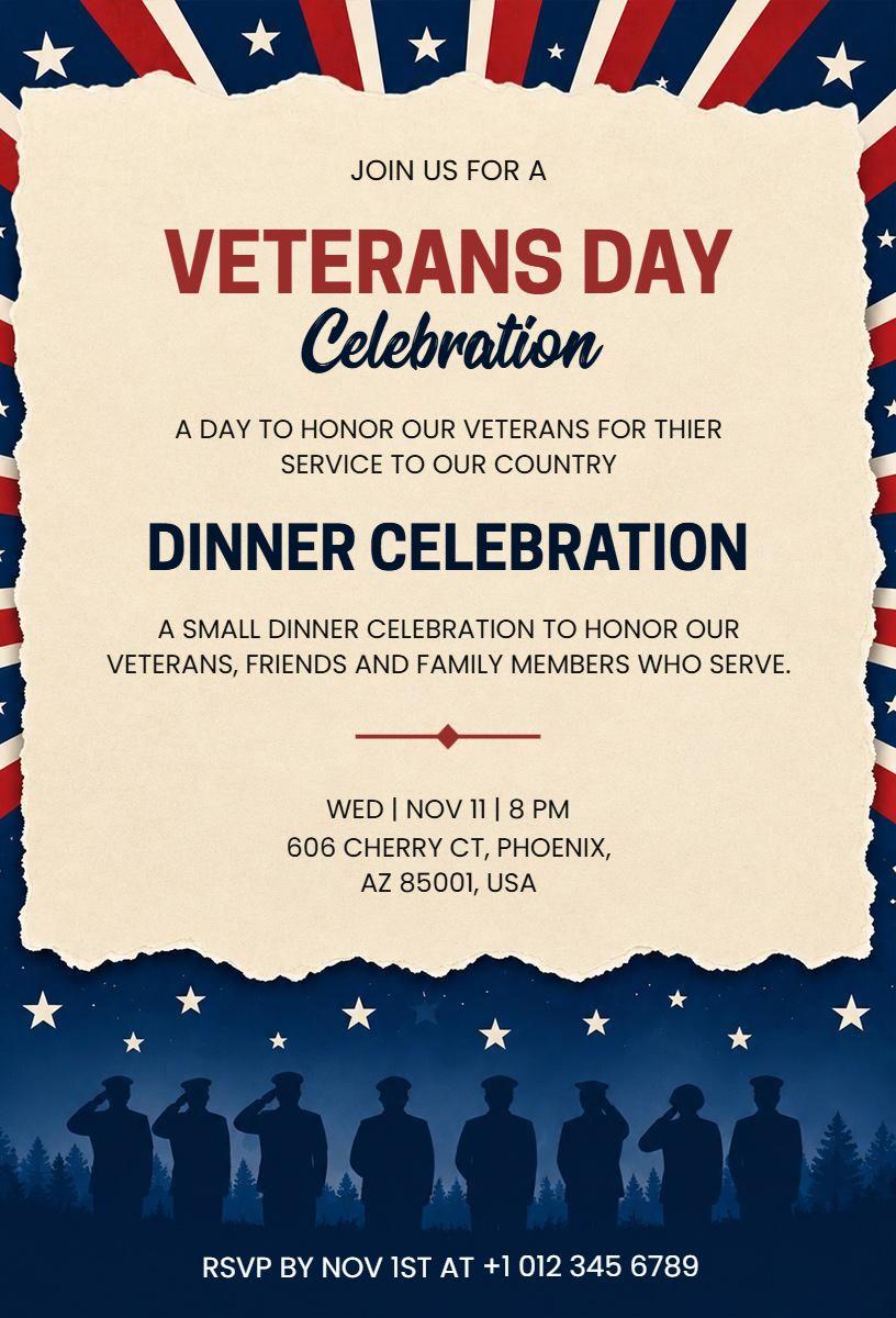 Veterans Day Celebration Dinner Invitation Template