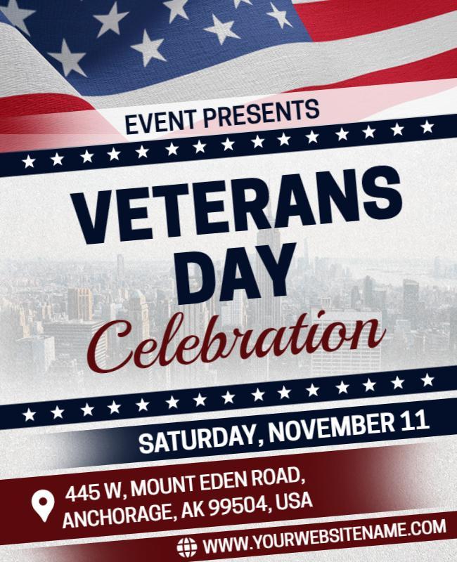 Bold American Flag Veterans Day Celebration Event Flyer Template