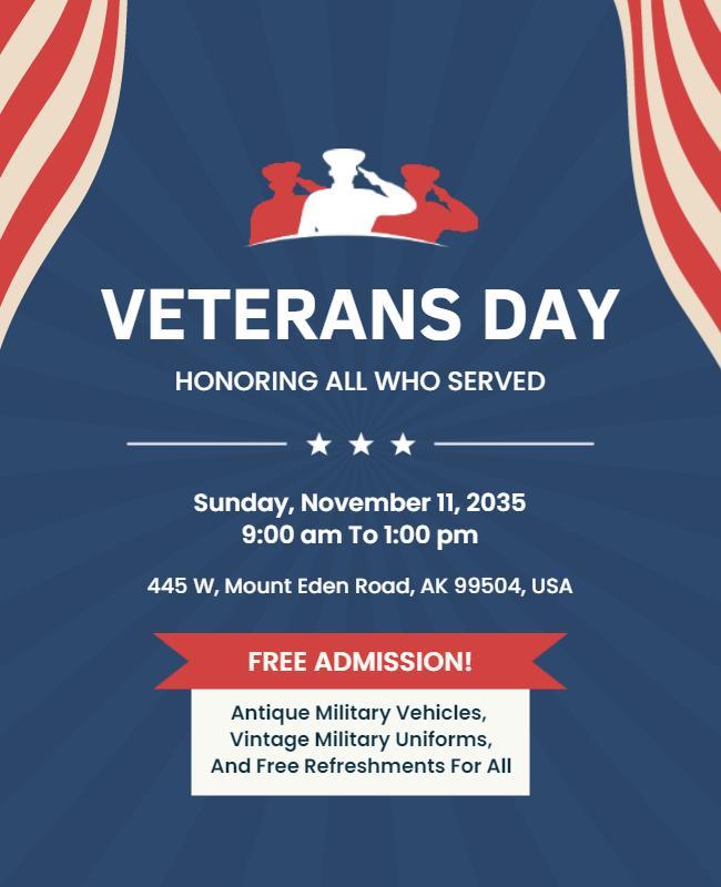 Classic Red and Blue Memorial Veterans Day Event Flyer Template