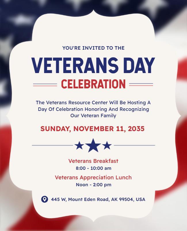 Celebratory Stars and Stripes Veterans Day Honor Flyer Template