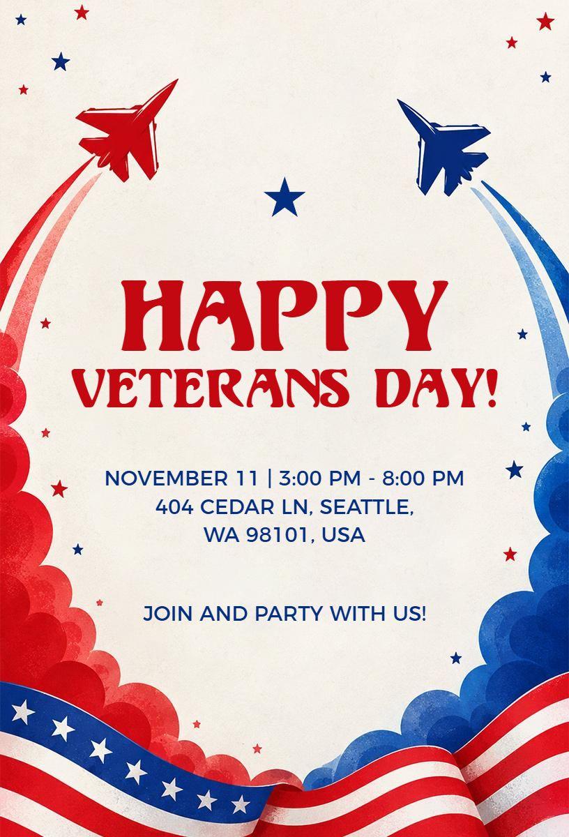 Veterans Day Celebration Event Invitation Template