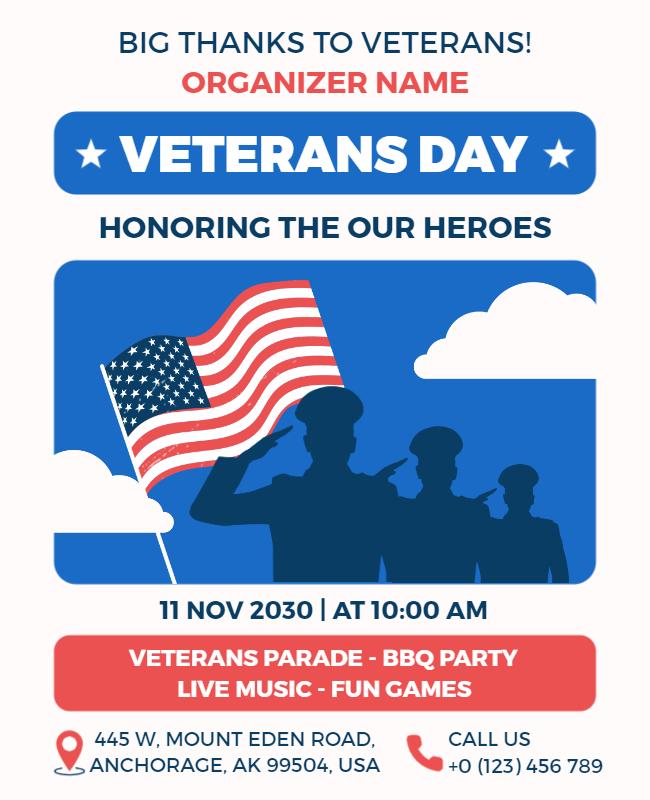 Veterans Day Celebration Parade Flyer Template