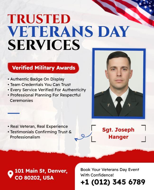 Veterans Day Celebration Services Flyer Template