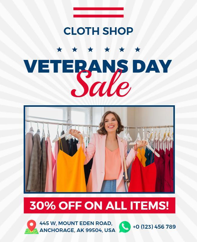 Veterans Day Clothing Sale Promotion Flyer Template