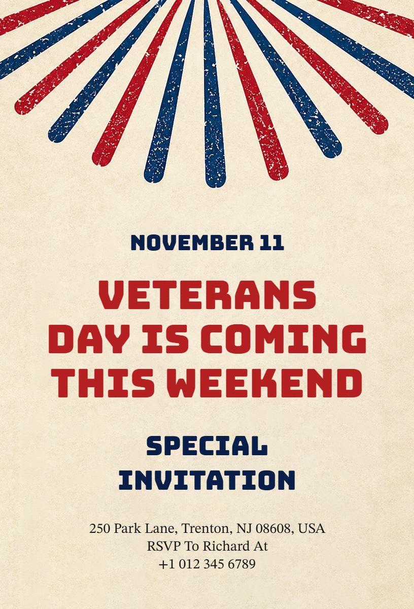 Veterans Day Festive Celebration Weekend Invitation Template