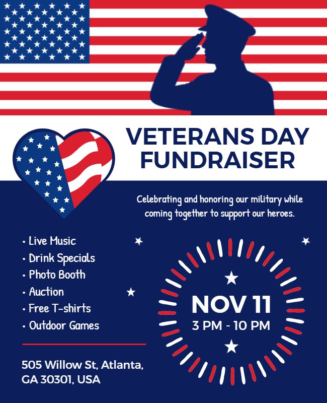 Veterans Day Fundraiser Event Poster Template