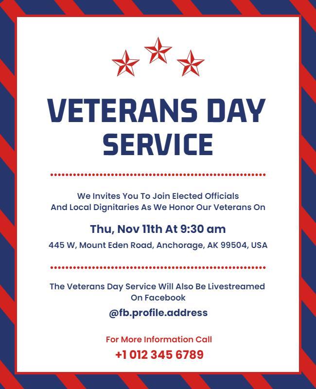 Veterans Day Service Commemoration Flyer Template