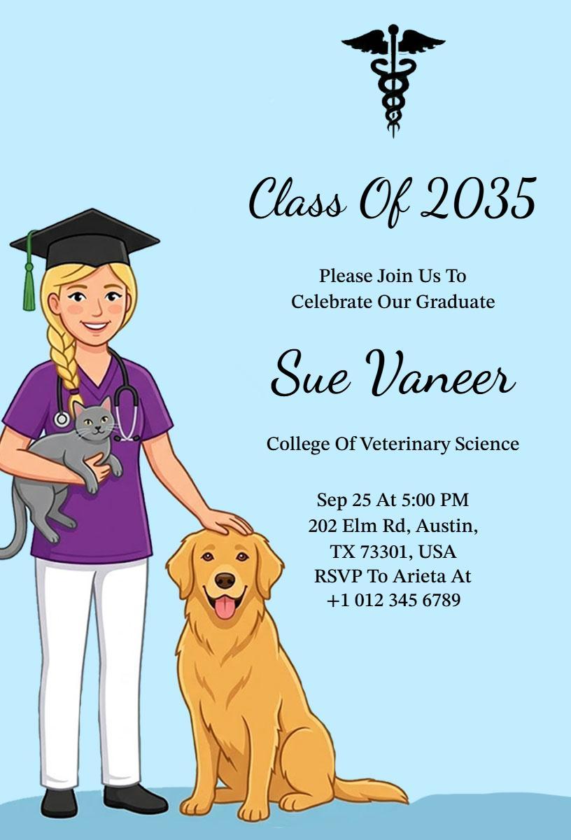 Veterinary Nursing Graduation Celebration Class of 2035 Invitation Template
