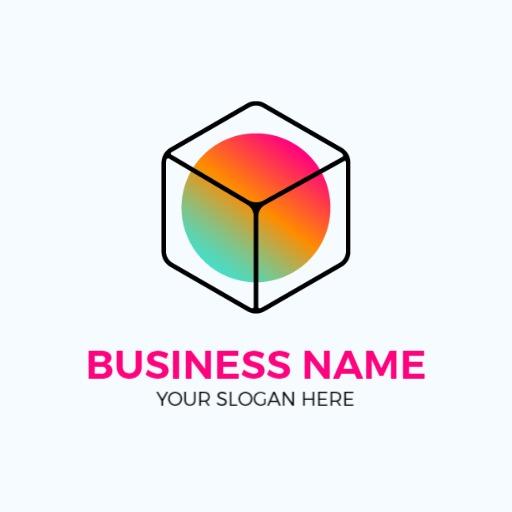 Vibrant 3D Geometric Shape with Gradient Colors Logo Template