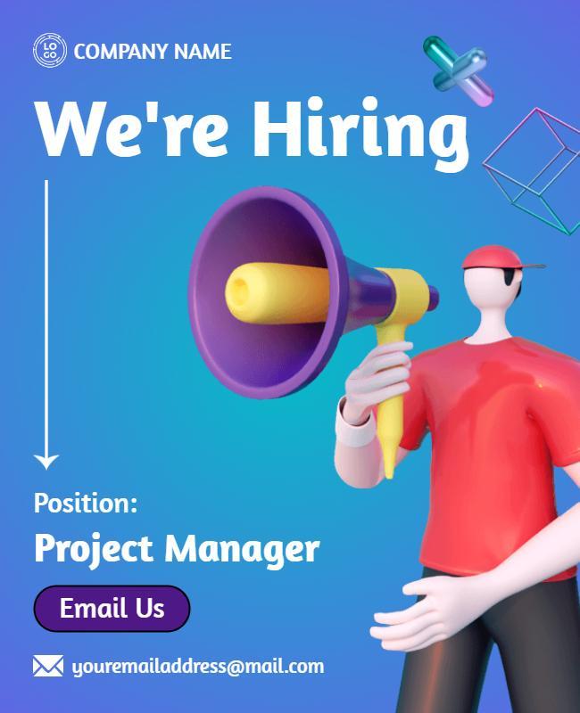 Vibrant 3D Recruitment Announcement Hiring Poster Template