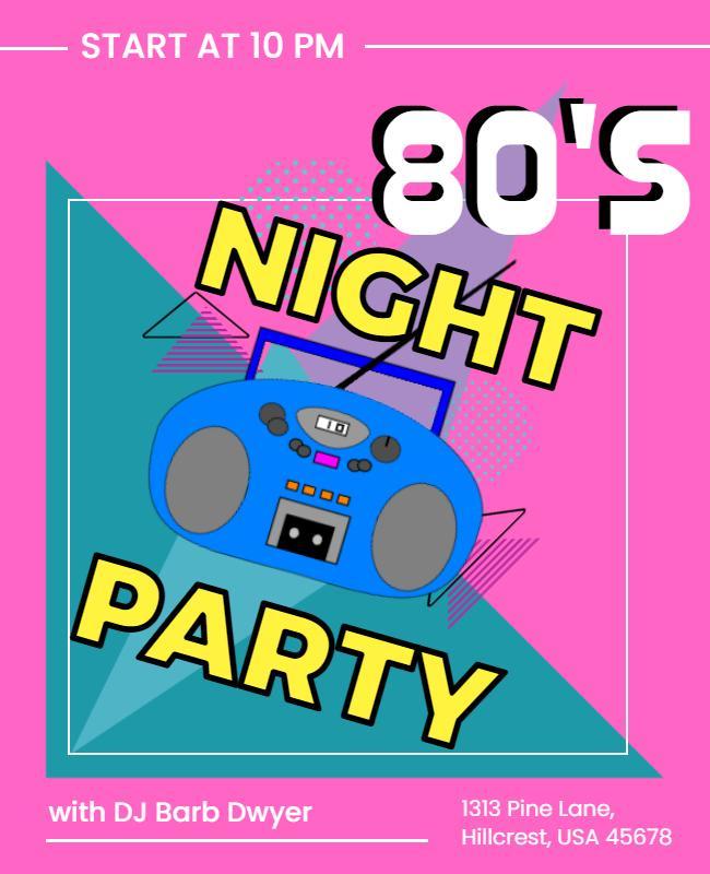 Vibrant 80's Retro Disco Night Party Poster Template