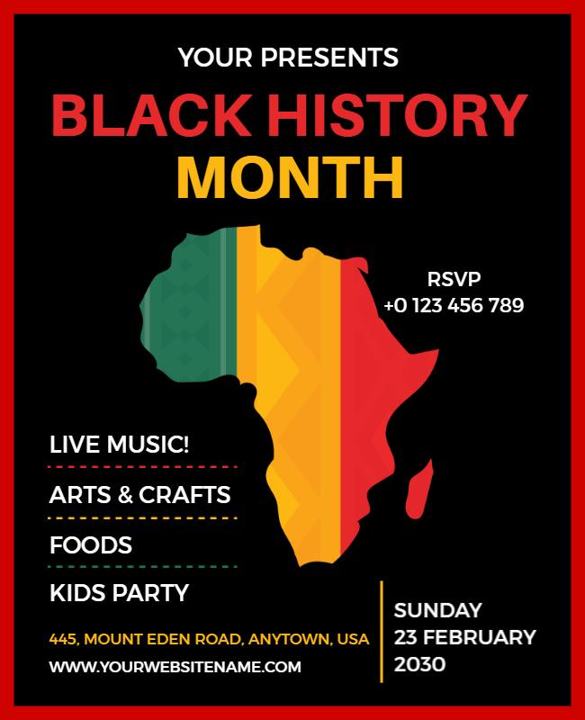 Vibrant African Map Celebration for Black History Month Poster Template