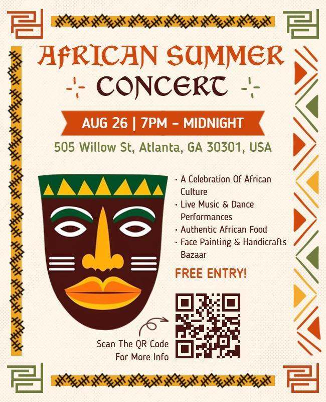 Vibrant African Summer Concert Cultural Celebration Poster Template