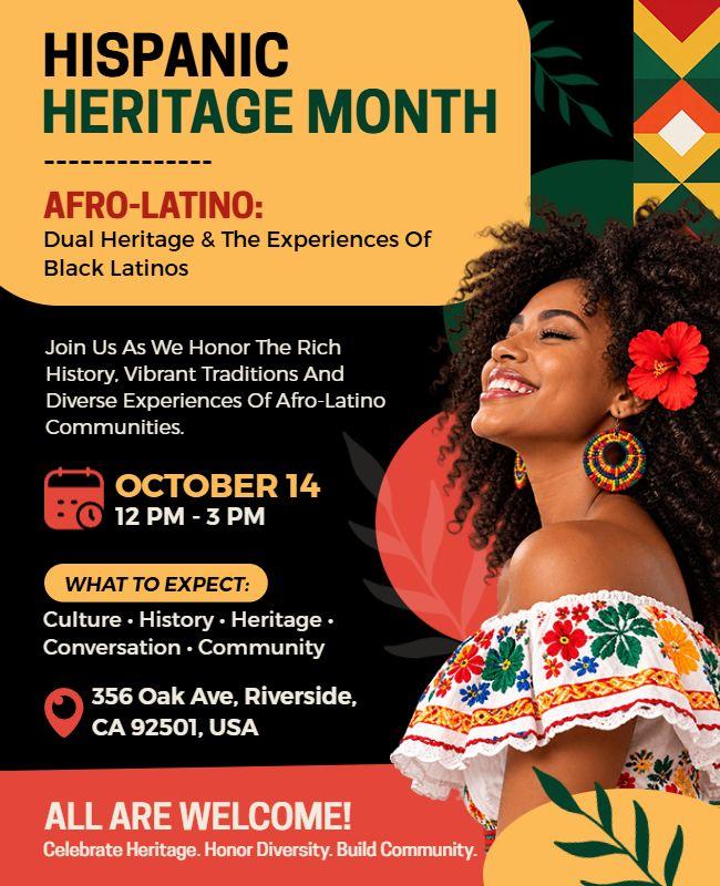 Vibrant Afro-Latino Cultural Heritage Celebration Flyer Template