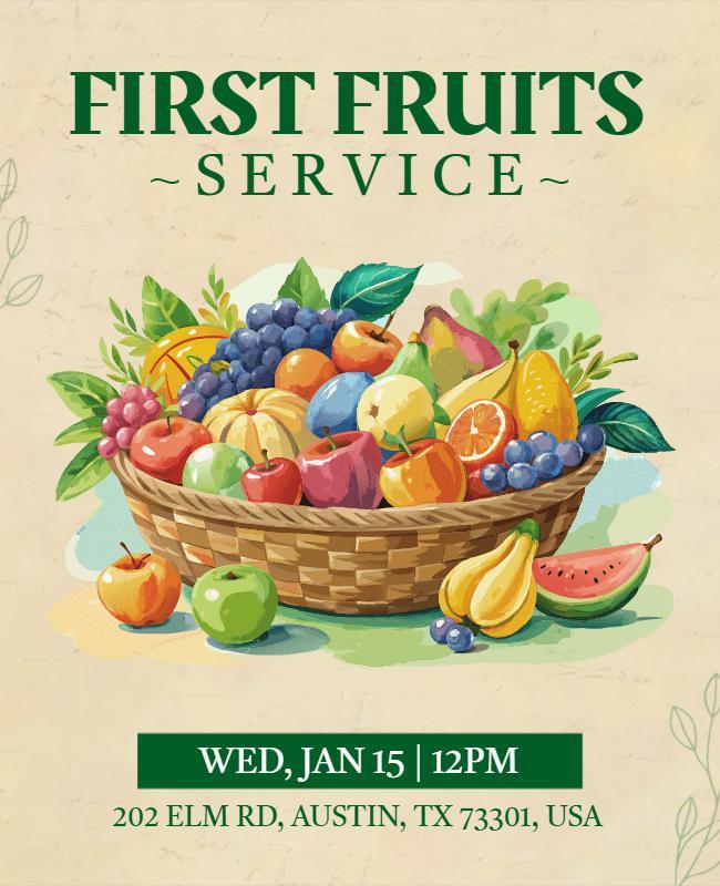 Vibrant Agricultural First Fruits Service Poster Template
