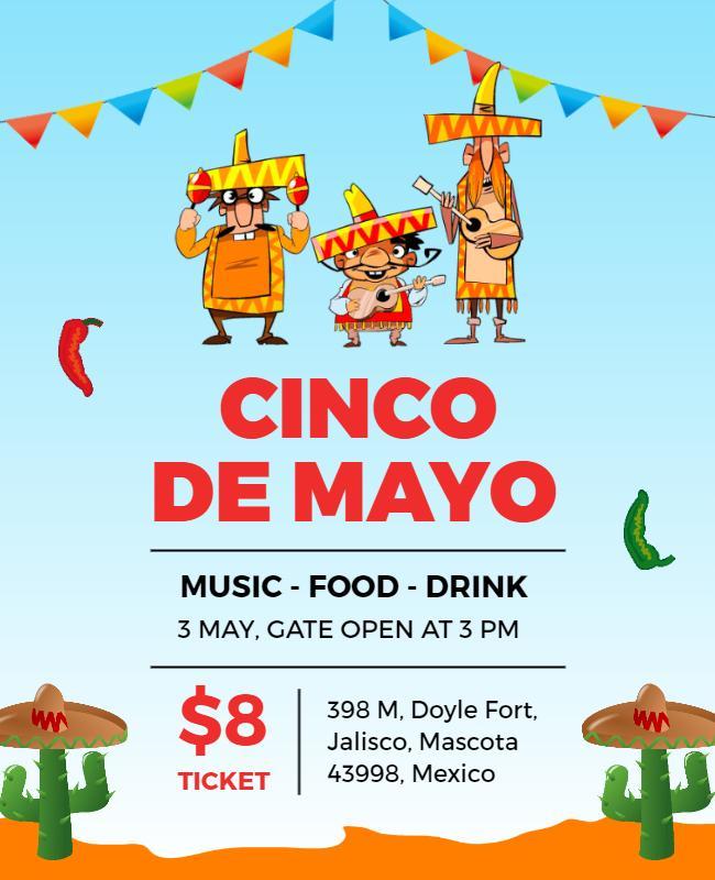 Vibrant Animated Cinco de Mayo Fiesta Music Celebration Poster Template
