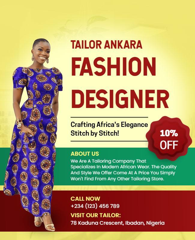 Vibrant Ankara Fashion Designer Promotion Poster Template