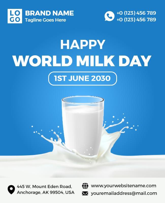 Vibrant Aqua Dairy Celebration for World Milk Day Poster Template