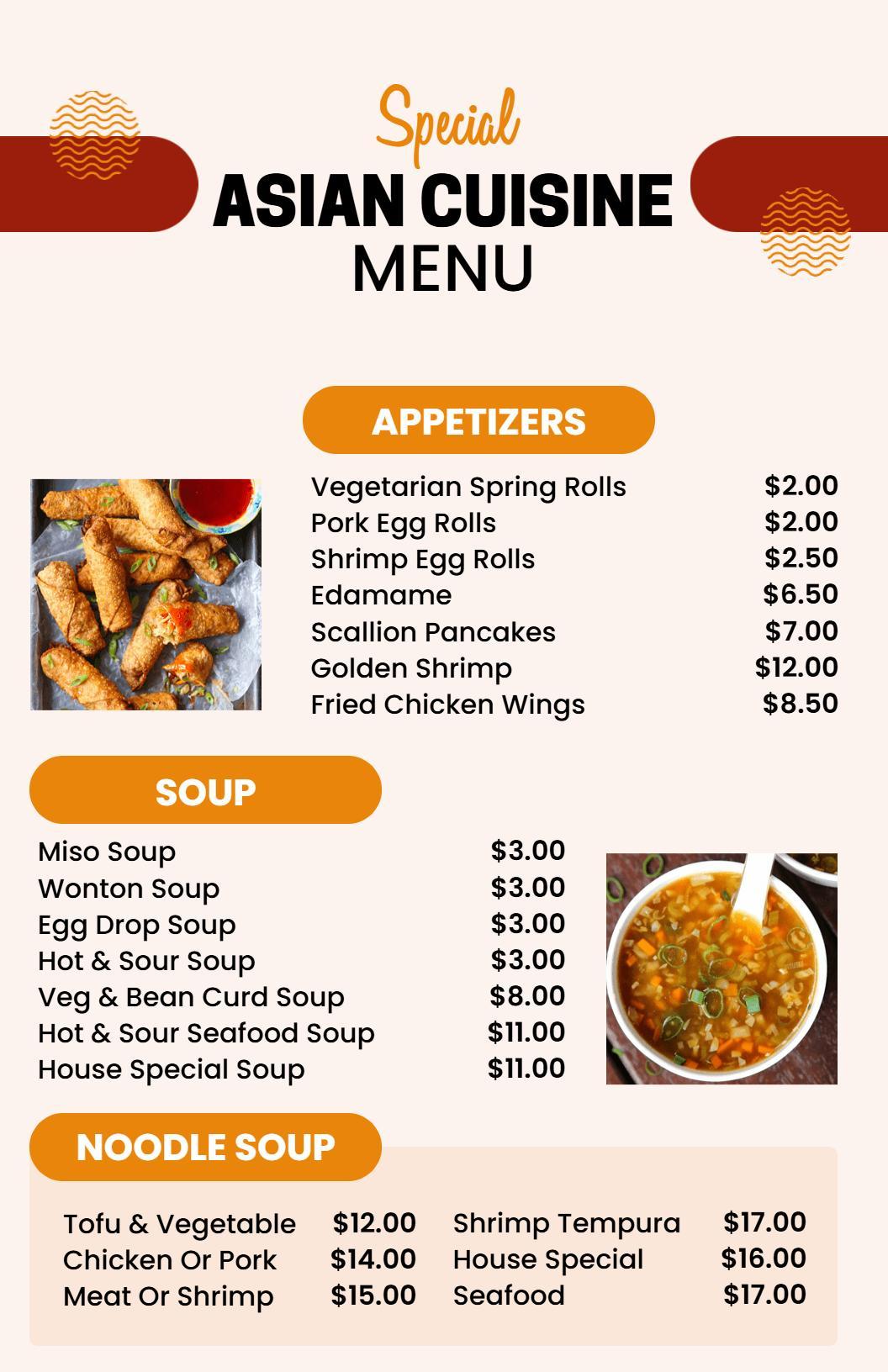 Vibrant Asian Food Menu Template