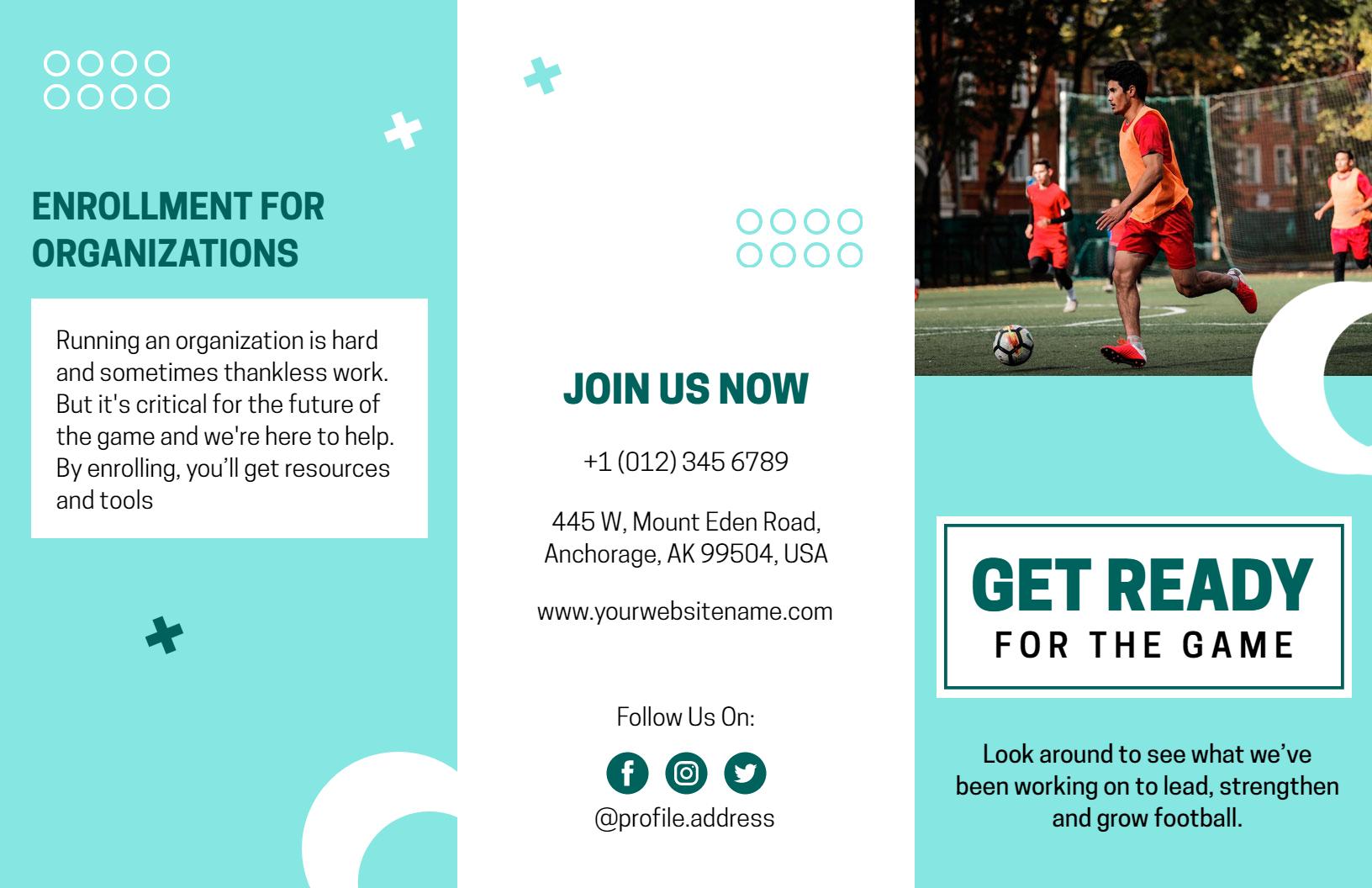 Vibrant Athletic Football Training Enrollment Brochure Template
