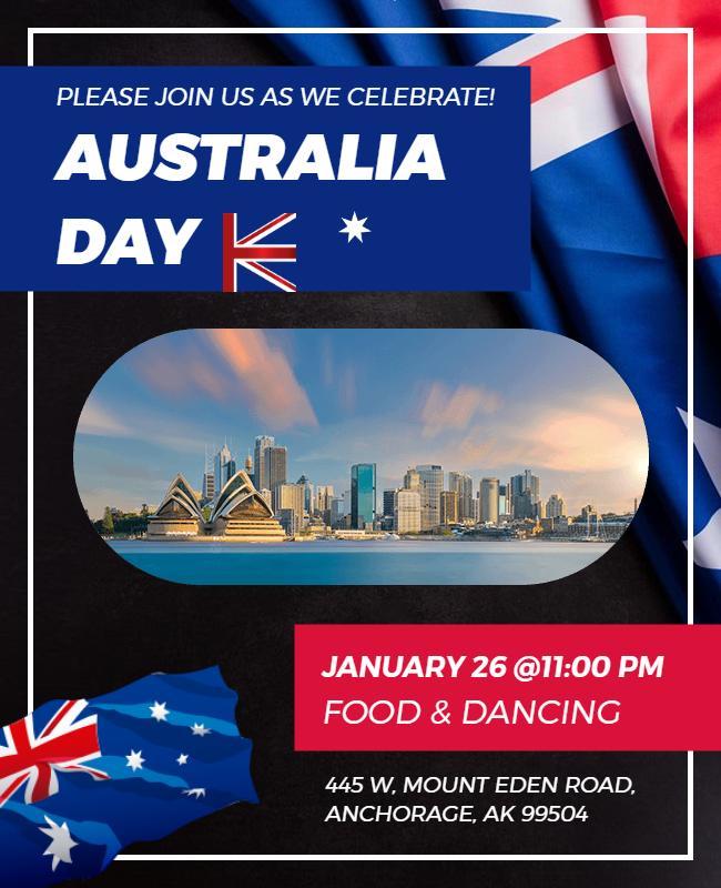 Vibrant Australia Day Celebration with City Skyline Poster Template