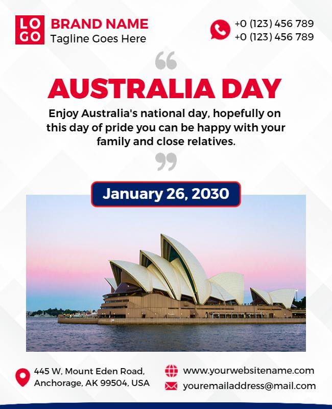Vibrant Australian Day Celebration with Sydney Opera House Poster Template
