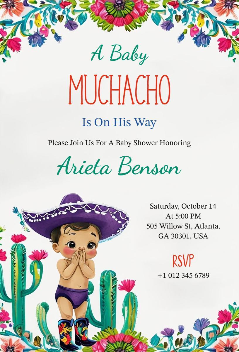 Vibrant Baby Muchacho Fiesta Shower Celebration Invitation Template