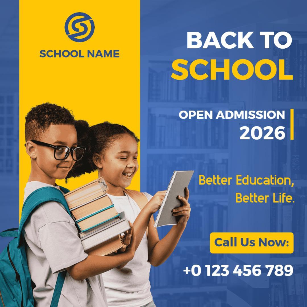 Vibrant Back to School Admission Announcement Ad Template