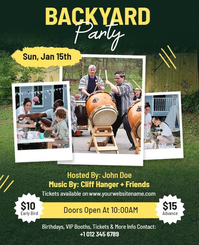 Vibrant Backyard Party Celebration with Drumming Poster Template