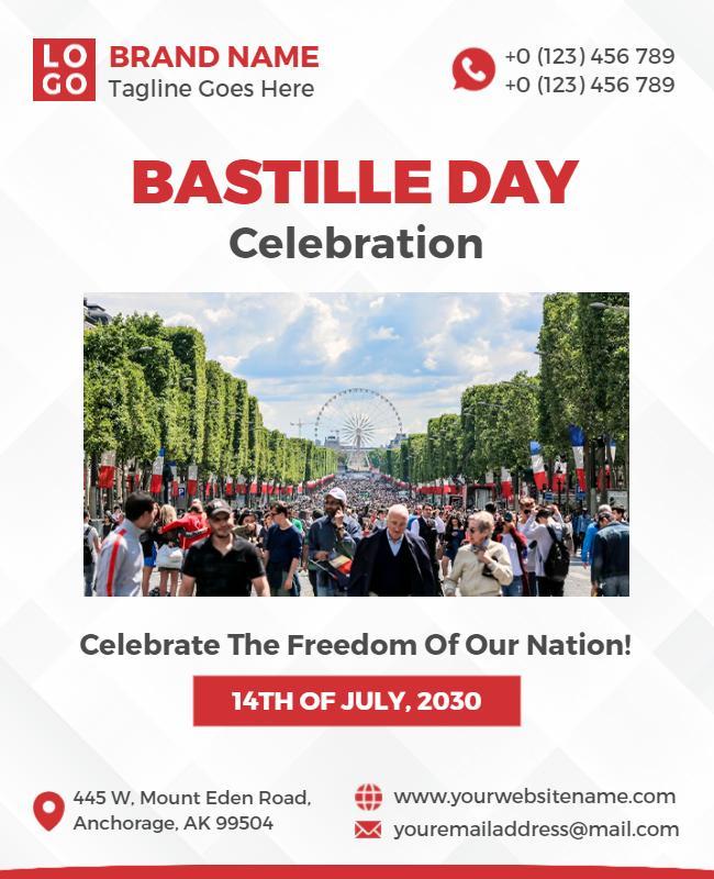Vibrant Bastille Day Celebration Festivities Poster Template