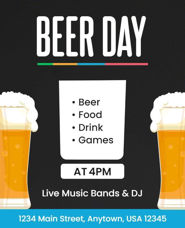 Vibrant Beer Day Celebration with Live Music Poster Template
