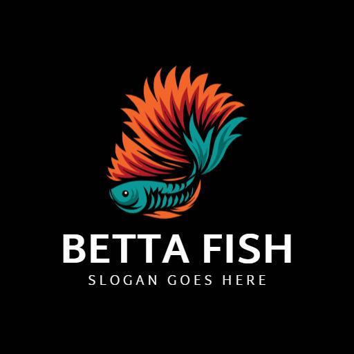 Vibrant Betta Fish Design Showcasing Colorful Aquatic Life Logo Template