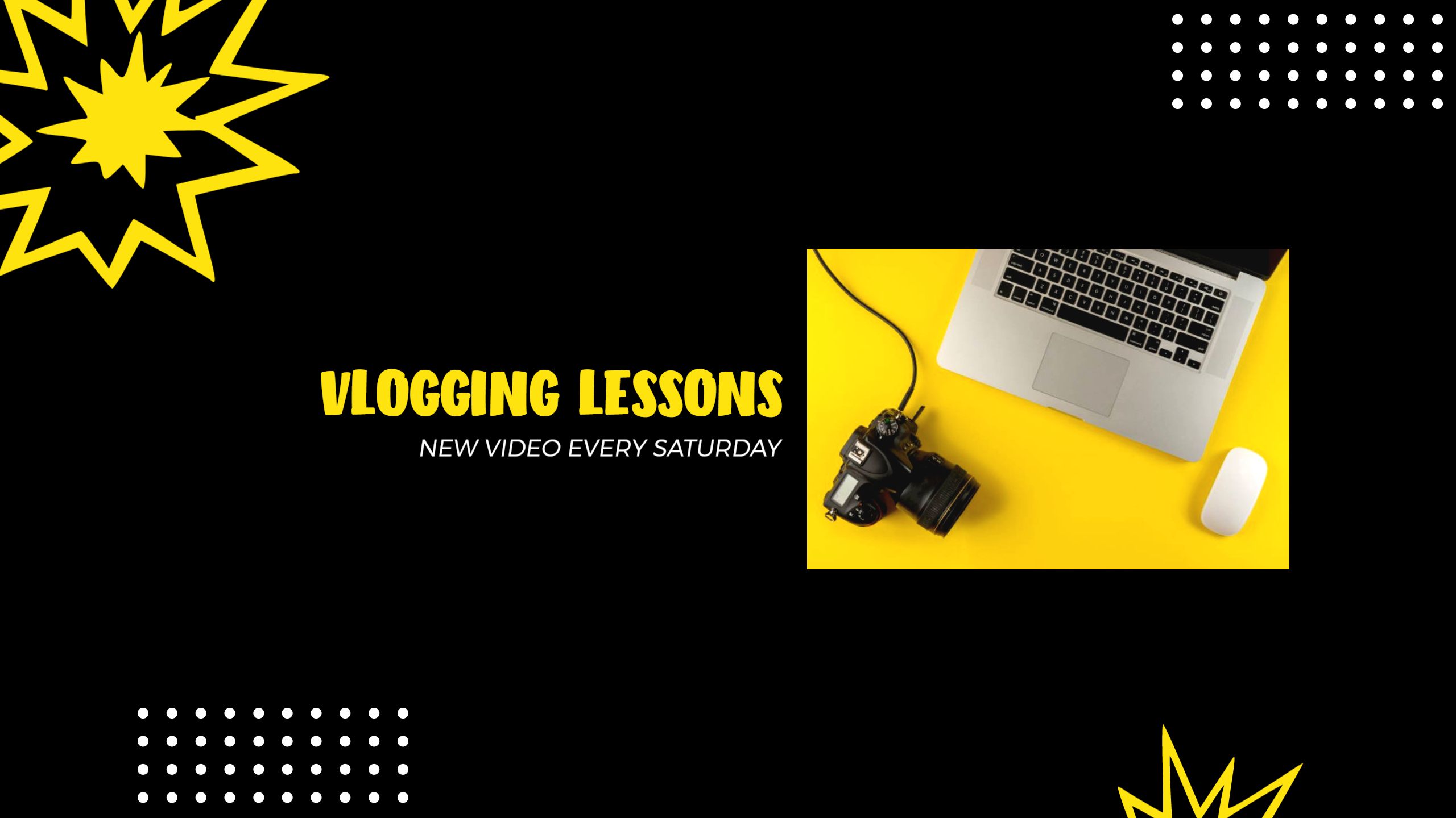 Vibrant Black and Yellow Vlogging Lessons YouTube Banner Template
