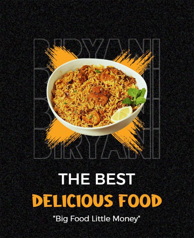 Vibrant Black Biryani Delicious Food Promotion Poster Template