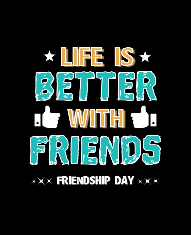 Vibrant Black Friendship Day Celebration Poster Template