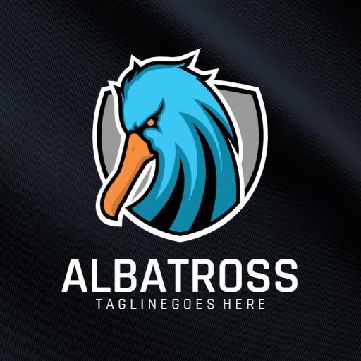 Vibrant Blue Albatross Bird Design for Wildlife Logo Template